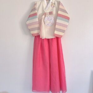 Girls Traditional Pink and Multicolor Hanbok